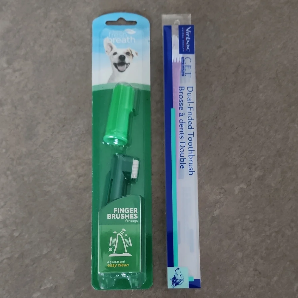 TROPICLEAN and VIRABAC Dual-Ended Toothbrush and Finger Brushes for Dogs